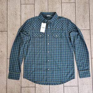 Stio Eddy Long Sleeve Shirt Mens Green Check Hiking Outdoors Camping REI New NWT